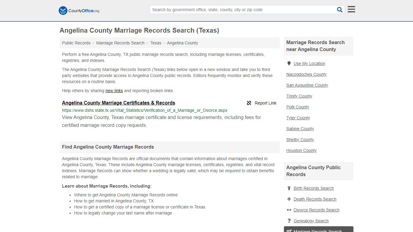Marriage Records Search - Angelina County, TX (Marriage ...